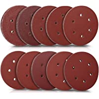 Navaris Set de 100x papel de lija - Papeles para lijadora excéntrica de 150 MM - 10 unidades de grano P40 P60 P80 P100…